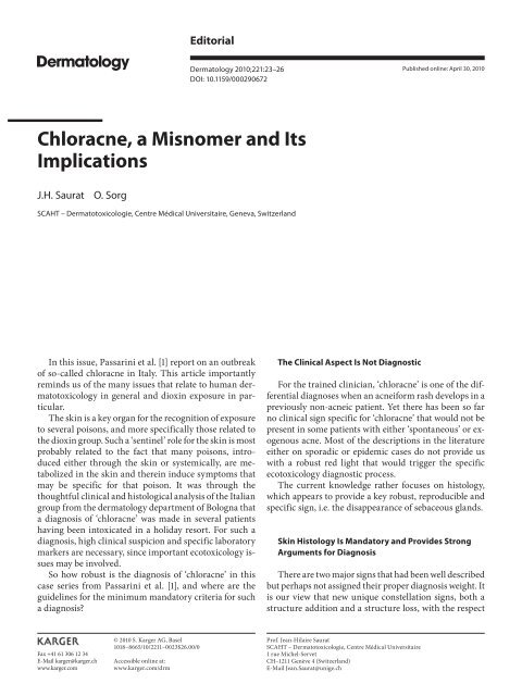 Chloracne, a Misnomer and Its Implications - ResearchGate