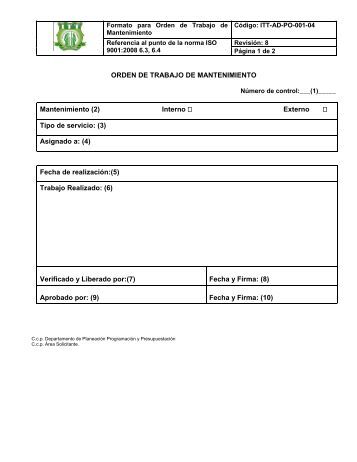 orden de trabajo formato