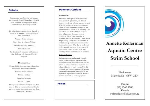 Swim School Brochure - Annette Kellerman Aquatic Centre