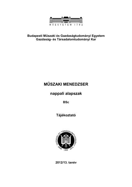 Kari tÃ¡jÃ©koztatÃ³, tanterv - BME KÃ¶zponti TanulmÃ¡nyi Hivatal