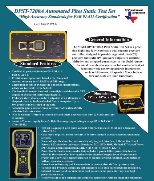DPST-7200A Automated Pitot Static Test Set - AvionTEq