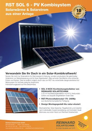 RST SOL 6 - PV Kombisystem - Reinhard Solartechnik