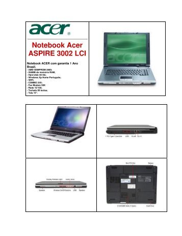 Notebook Acer ASPIRE 3002 LCI