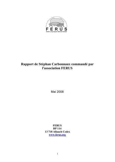 Rapport historique et prospectif sur la protection de l'ours dans les ...