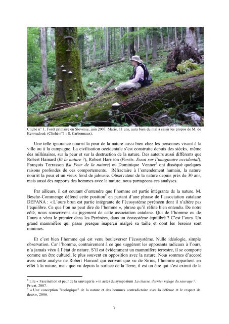 Rapport historique et prospectif sur la protection de l'ours dans les ...