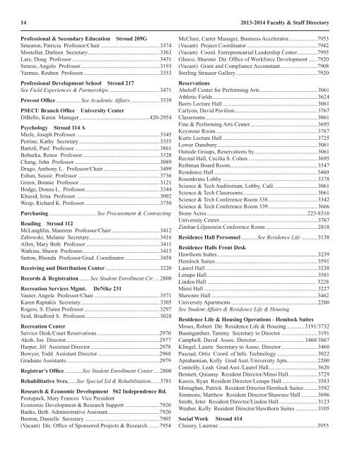 Phone Directory - East Stroudsburg University