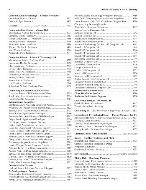 Phone Directory - East Stroudsburg University