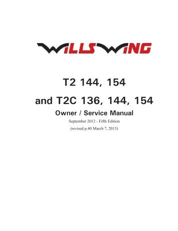 T2 Owners Manual 5th Edition - Sep. 2012 w/ Assy ... - Wills Wing, Inc.