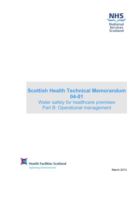 Scottish Health Technical Memorandum 04-01: The control of ...