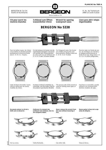 BERGEON No 5338 - N° de planche - Bergeon