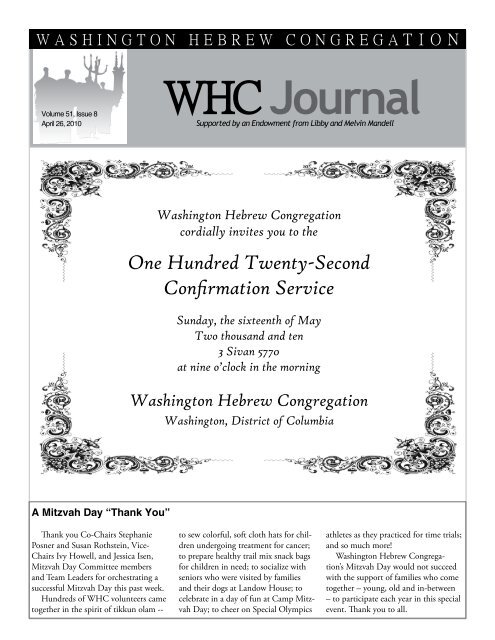 WhC Journal - Washington Hebrew Congregation