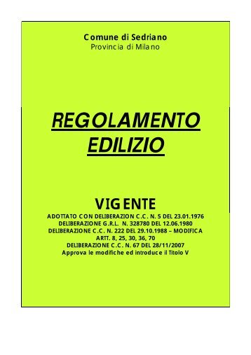 Regolamento Edilizio Vigente - Comune di Sedriano