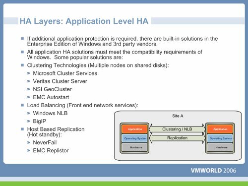 VMware ESX Server as a foundation for HA and DR for the Microsoft ...