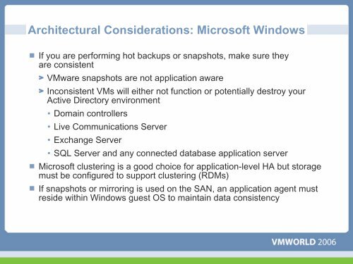 VMware ESX Server as a foundation for HA and DR for the Microsoft ...