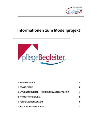 Informationen zum Modellprojekt - Netzwerk pflegeBegleitung