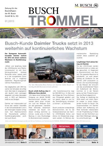 Busch-Kunde Daimler Trucks setzt in 2013 weiterhin auf ...