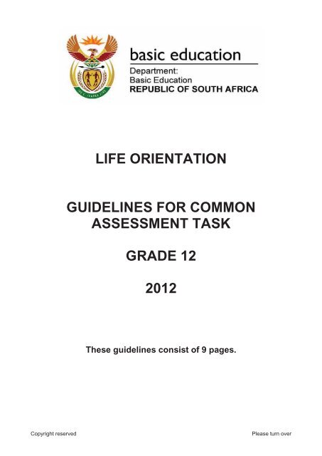 life orientation guidelines for common assessment task grade 12 2012