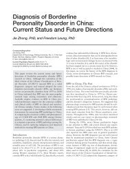 Diagnosis of Borderline Personality Disorder in China ... - Springer