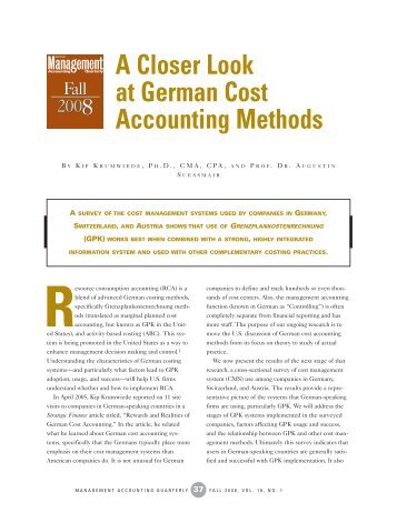 A Closer Look at German Cost Accounting Methods - Seeing this ...