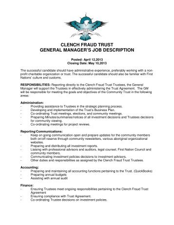 general managers job description