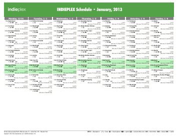 INDIEPLEX Schedule - January, 2013 - Starz