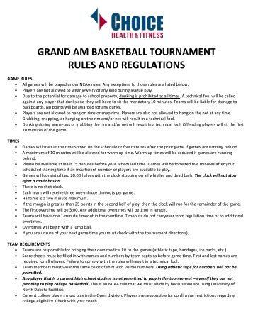 grand am basketball tournament rules and regulations