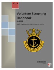 Volunteer Screening Handbook - The Navy League of Canada