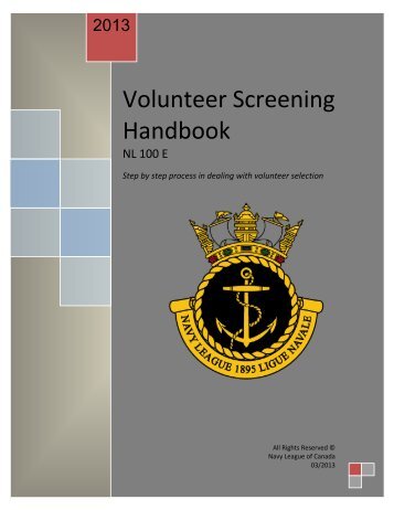 Volunteer Screening Handbook - The Navy League of Canada