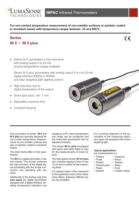 Datasheet Series IN 5, IN 5 plus - Contika