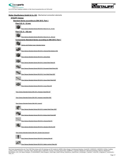 Walter Stauffenberg Gmbh & Co. KG - Mechanical ... - Traceparts