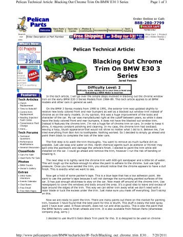 Blacking Out Chrome Trim On BMW E30 3 Series - Brian David ...