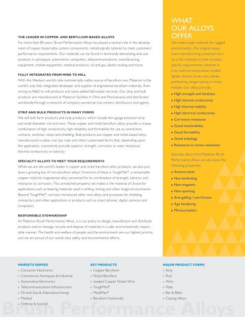 BRUSH PERFORMANCE ALLOYS - Materion