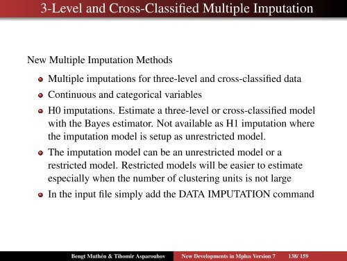 New Developments in Mplus Version 7: Part 2 - Muthén & Muthén