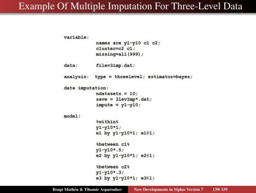 New Developments in Mplus Version 7: Part 2 - Muthén & Muthén