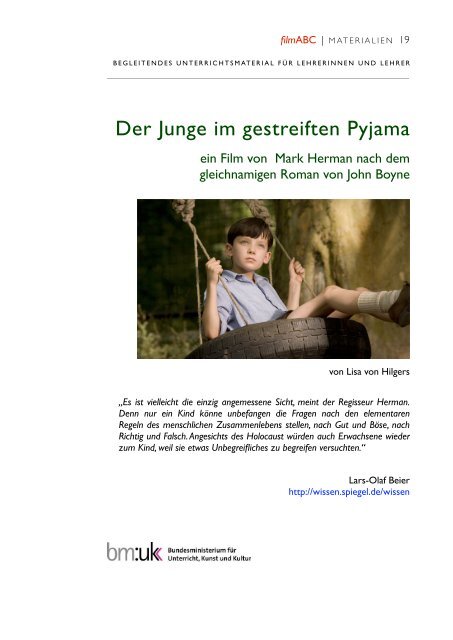 Der Junge im gestreiften Pyjama - mediamanual.at