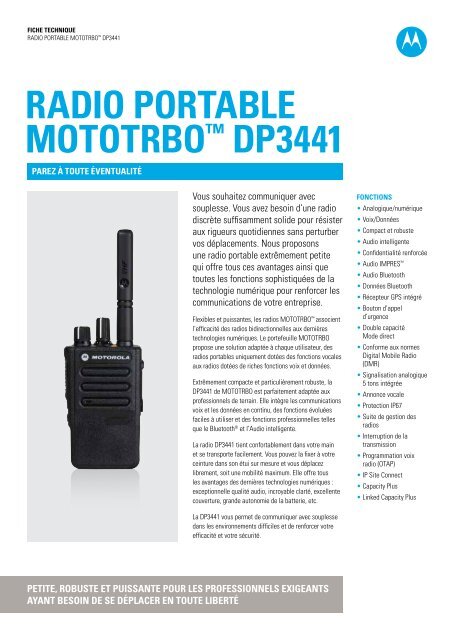 RADIO PORTABLE MOTOTRBOâ¢ DP3441 - mobile team