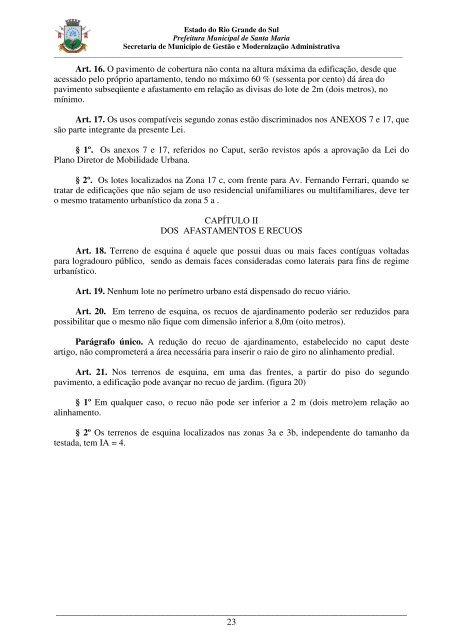 Lei de Uso e OcupaÃ§Ã£o do Solo - Prefeitura Municipal de Santa Maria