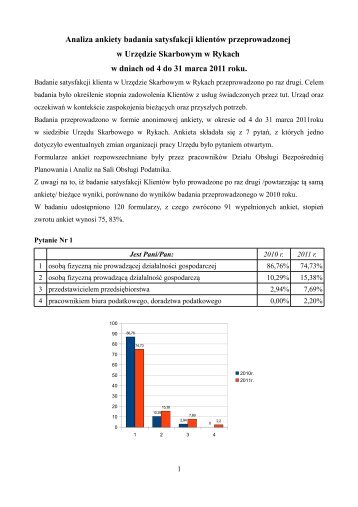 Analiza ankiety badania satysfakcji klientÃ³w przeprowadzonej w ...