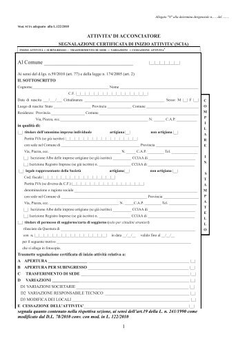 Download modulo segnalazione certificata di inizio attività (SCIA)