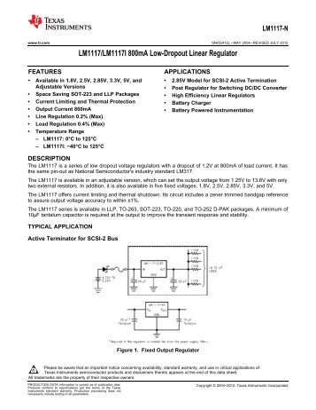 LM1117/LM1117I 800mA Low-Dropout Linear Regulator - Shoptronica