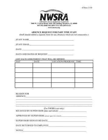 Absence Request form - NWSRA