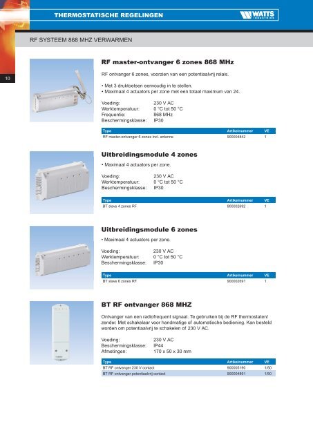 Thermostatische regelingen - Watts Industries Netherlands B.V.