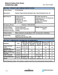 Material Safety Data Sheet HYDRATED LIME - Lhoist.us