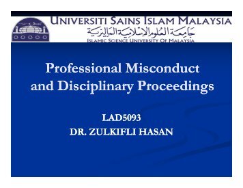 Professional Misconduct and Disciplinary Proceedings