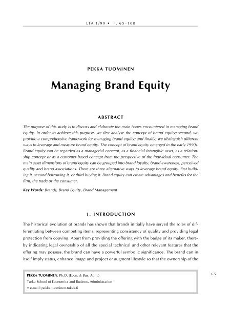 Managing Brand Equity Lta