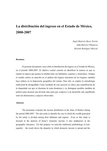 La DistribuciÃ³n del Ingreso en el Estado de MÃ©xico, 200 - iisec