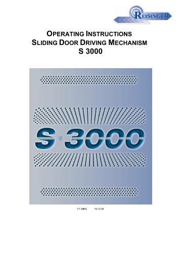 operating instructions sliding door driving ... - Reisinger GmbH