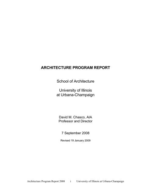 Architecture Program Report School Of Architecture University