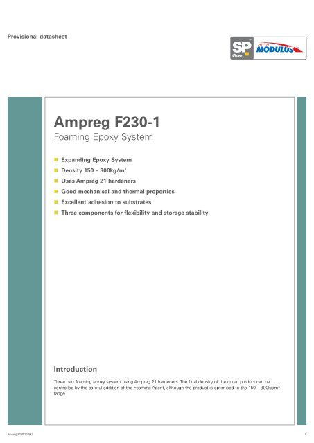 Ampreg F230-1 Foaming Epoxy System - Gurit