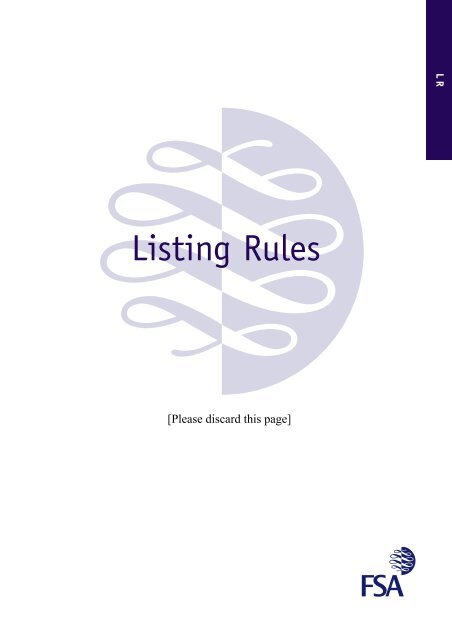 Handbook Release 64 Listing Rules Financial Services Authority
